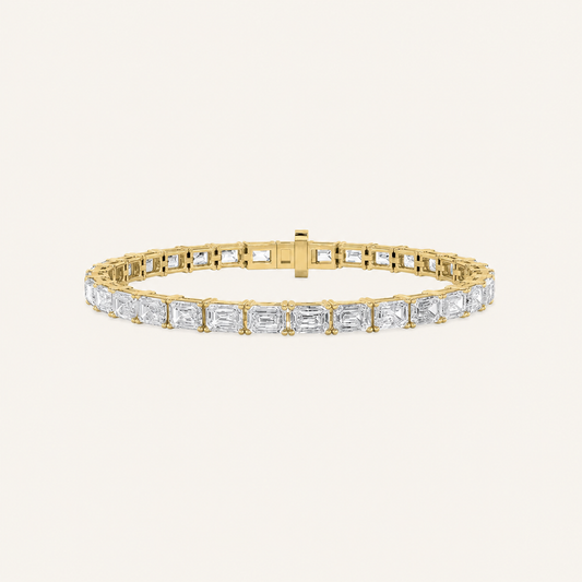 12CT Emerald Cut Lab Grown Diamond Tennis Bracelet