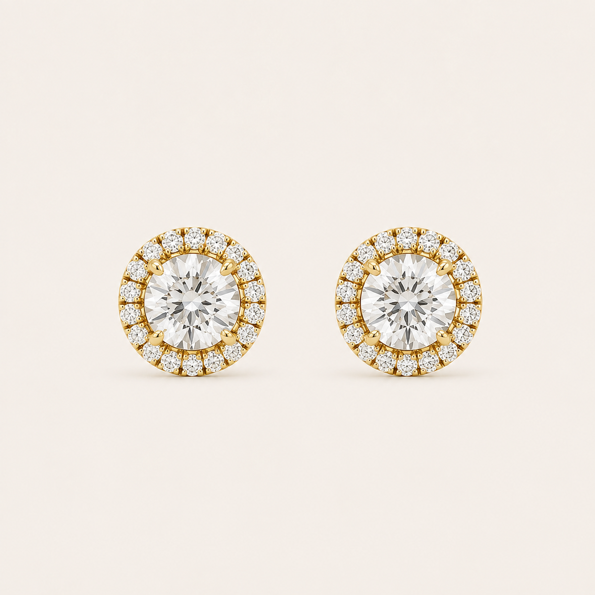 3CT Round Cut Lab Grown Diamond Halo Stud Earrings