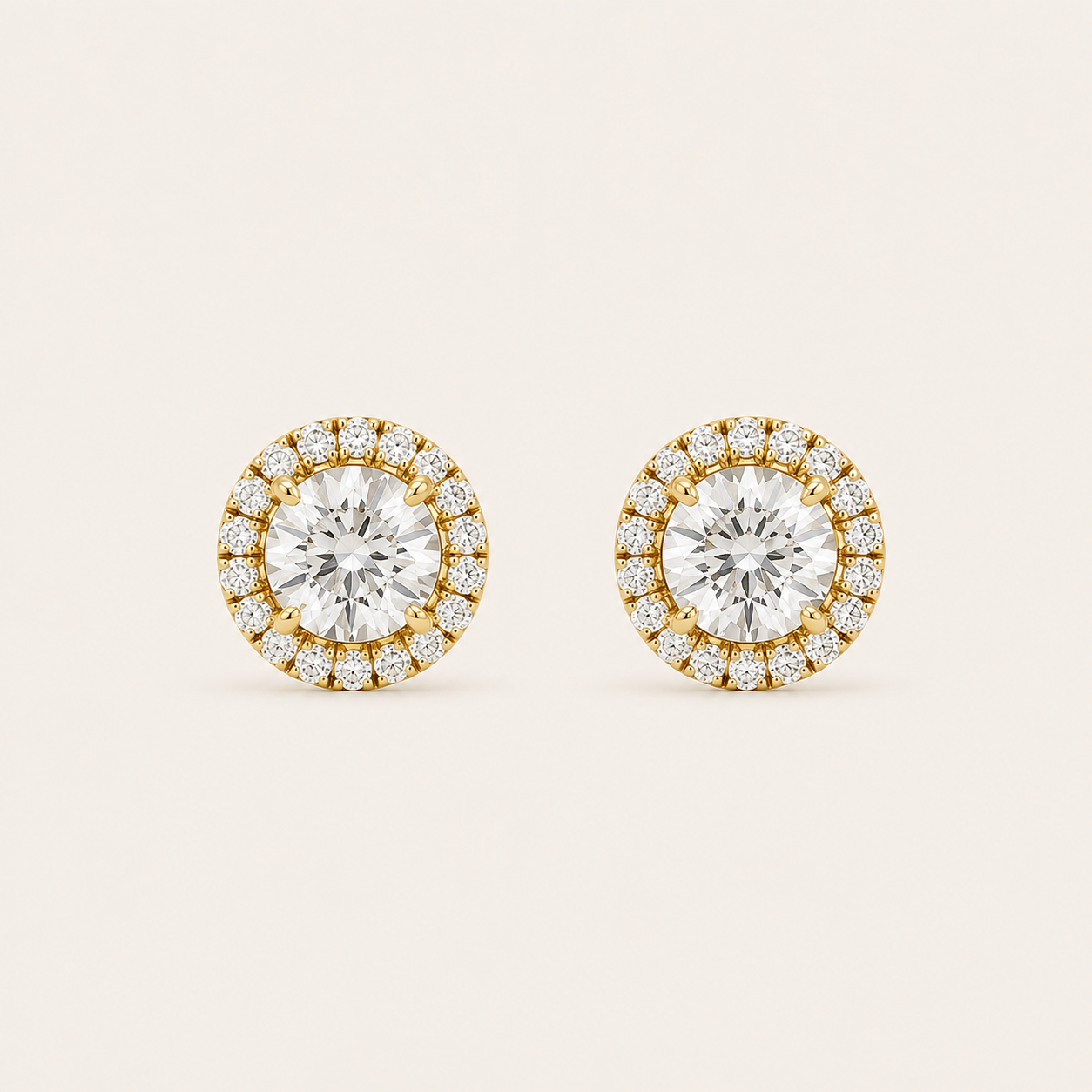 3CT Round Cut Lab Grown Diamond Halo Stud Earrings