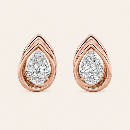 2CT Princess Cut Lab Grown Diamond Halo Stud Earrings