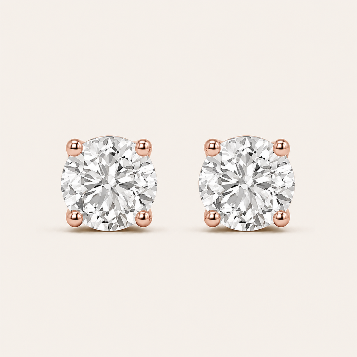 2CT Round Cut Lab Grown Diamond Classic Basket Set Stud Earrings