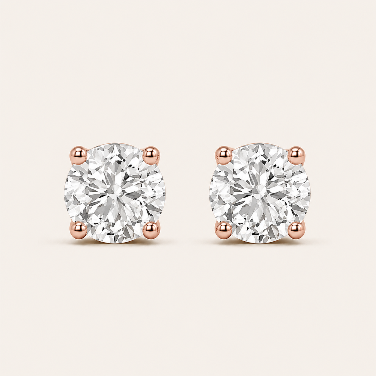 2CT Round Cut Lab Grown Diamond Classic Basket Set Stud Earrings