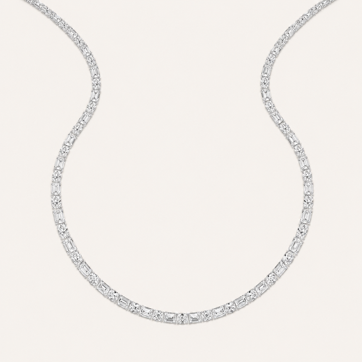 25CT Oval & Emerald Cut Lab Grown Diamond Statement Necklace