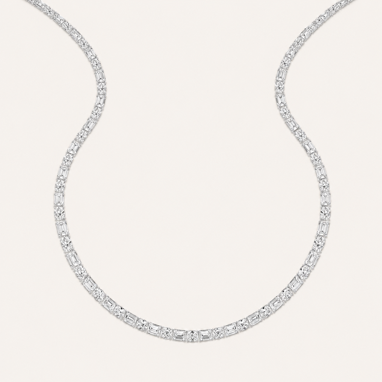25CT Oval & Emerald Cut Lab Grown Diamond Statement Necklace