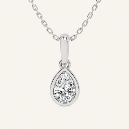 0.50CT Pear Cut Lab Grown Diamond Pendant Necklace