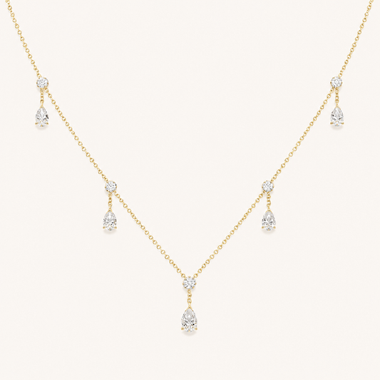 3CT Pear Cut Lab Grown Diamond Pendant Necklace