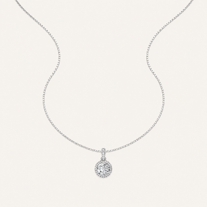 1.5CT Round Cut Lab Grown Diamond Pendant Necklace