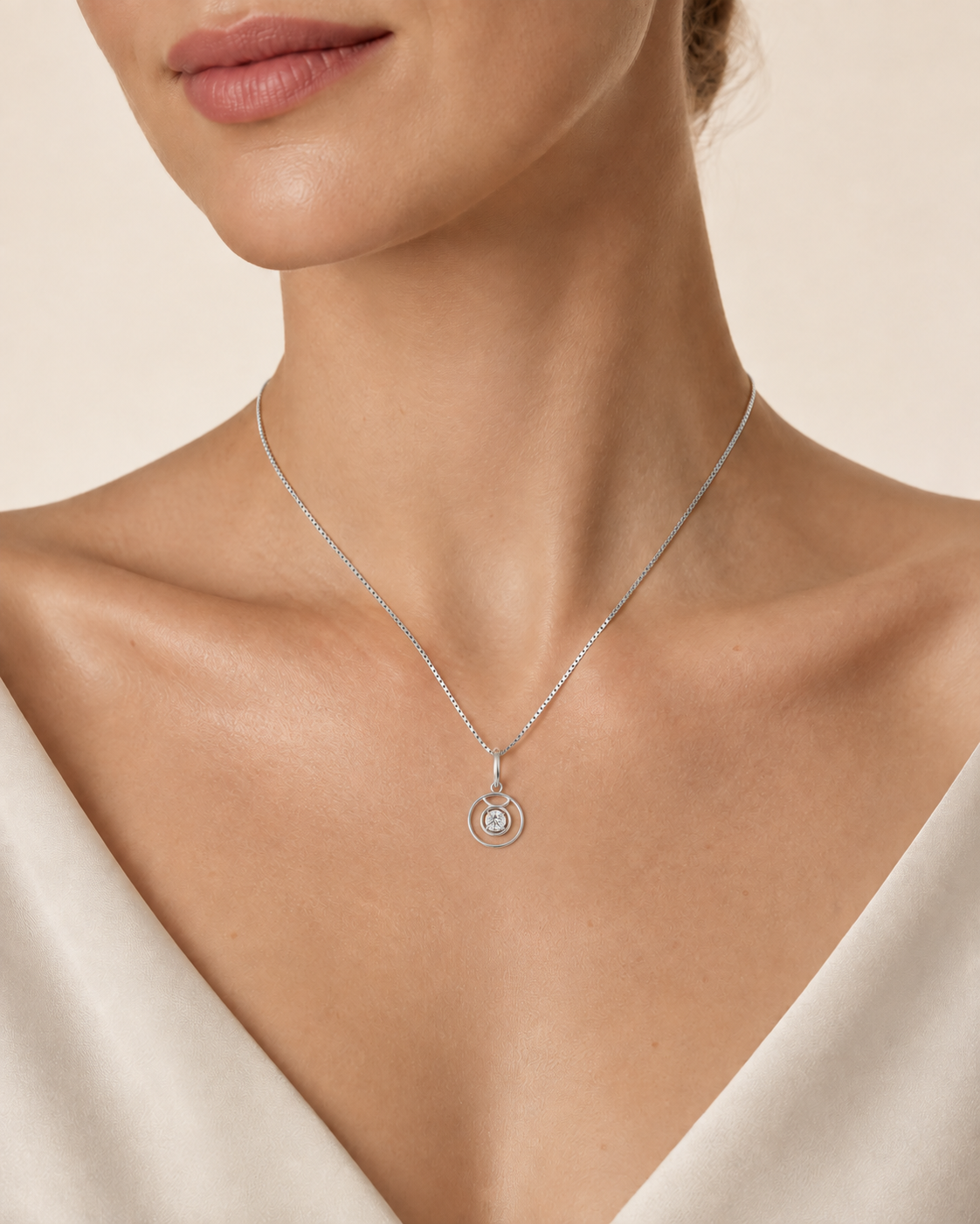 1CT Round Cut Lab Grown Diamond Pendant Necklace