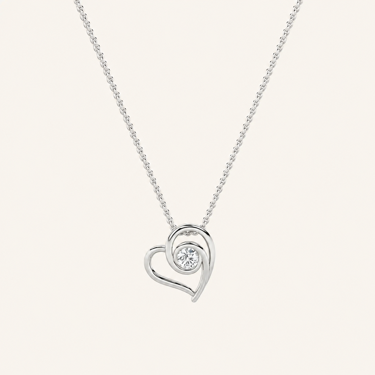 1CT Round Cut Lab Grown Diamond Pendant Heart Necklace