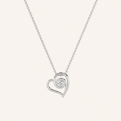 1CT Round Cut Lab Grown Diamond Pendant Heart Necklace