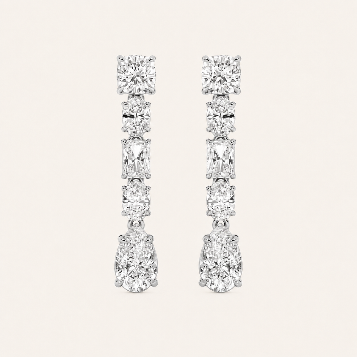6.5CT Pear Cut Lab Grown Diamond Dangle Earrings