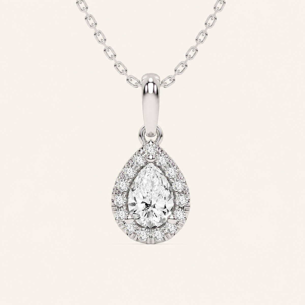 0.62CT Pear Cut Lab Grown Diamond Pendant Necklace