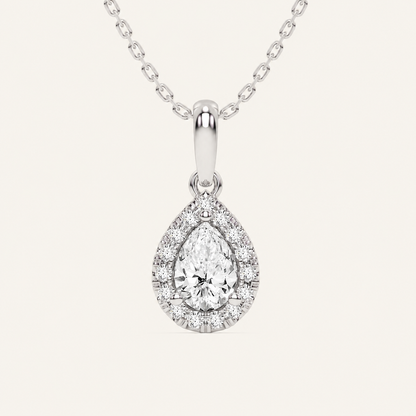 0.62CT Pear Cut Lab Grown Diamond Pendant Necklace