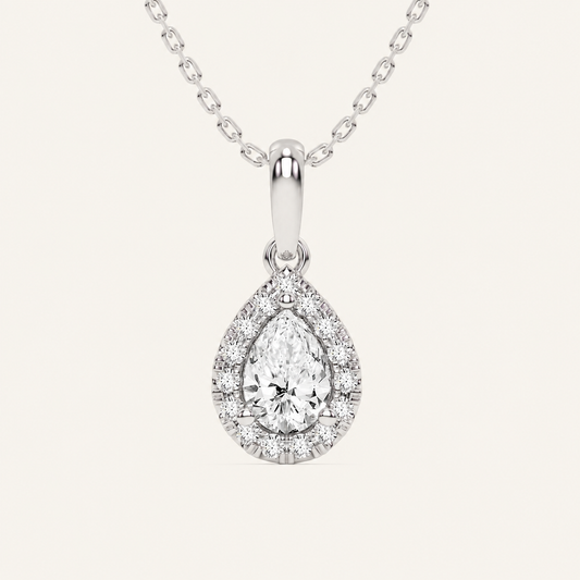 0.62CT Pear Cut Lab Grown Diamond Pendant Necklace