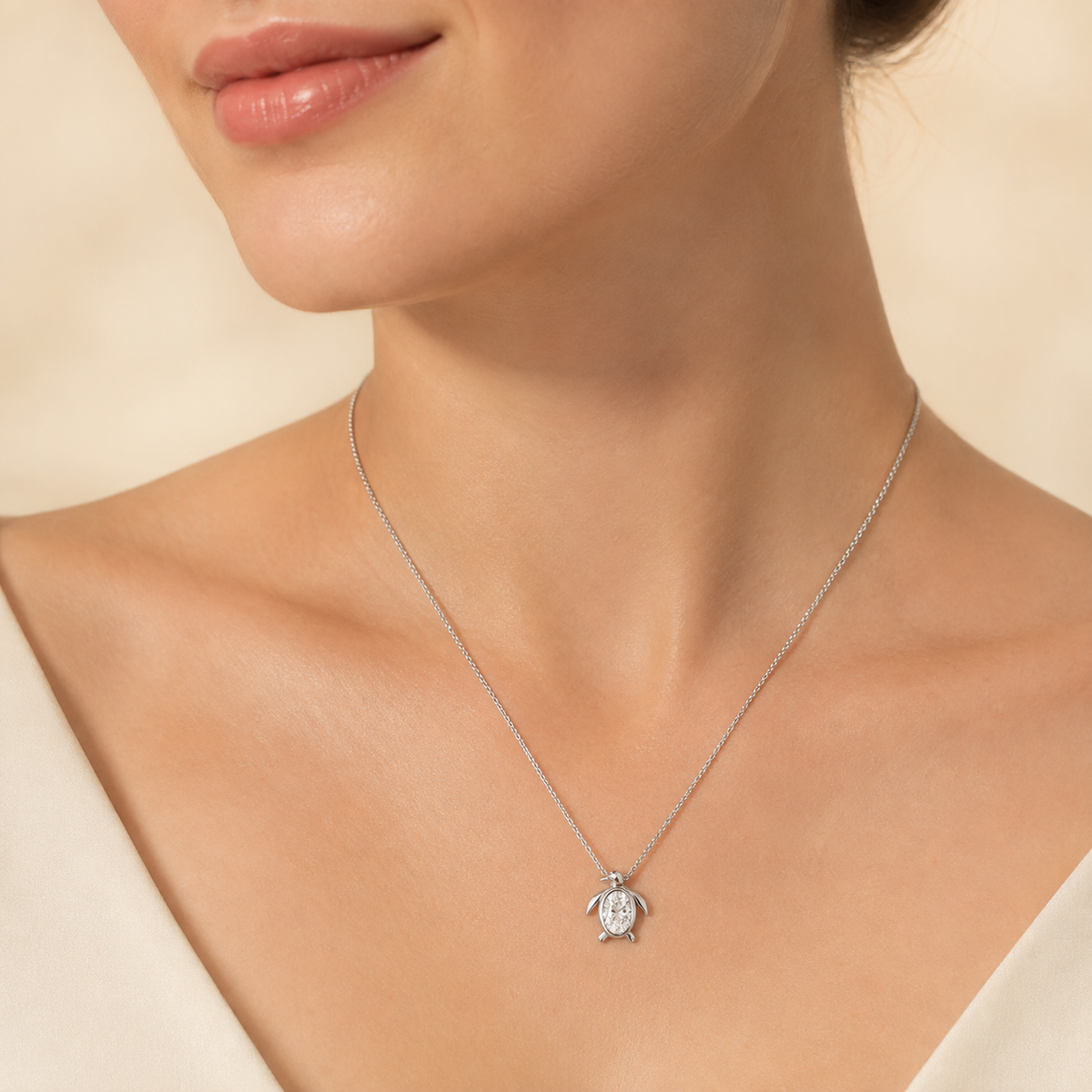 1CT Oval Cut Lab Grown Diamond Pendant Necklace