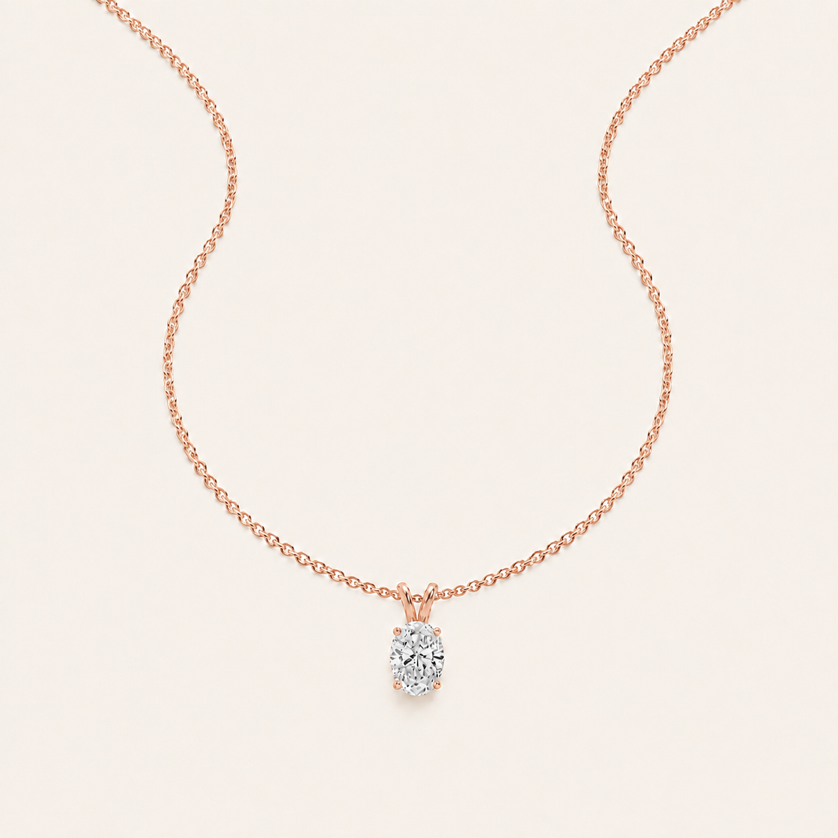 2CT Oval Cut Lab Grown Diamond Split Bale Pendant Necklace