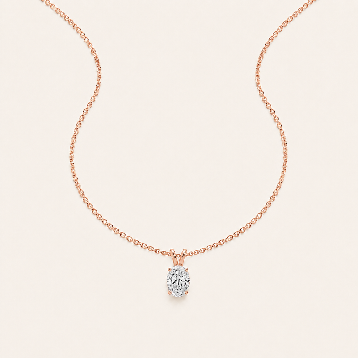 2CT Oval Cut Lab Grown Diamond Split Bale Pendant Necklace
