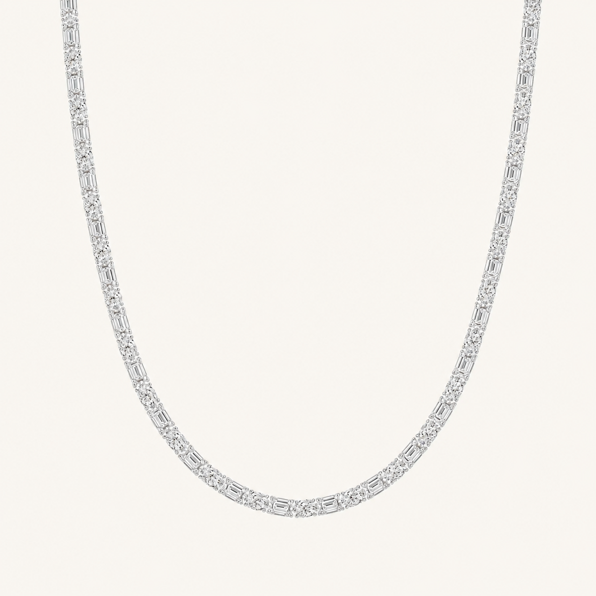 25CT Round Cut Lab Grown Diamond Tennis Necklace