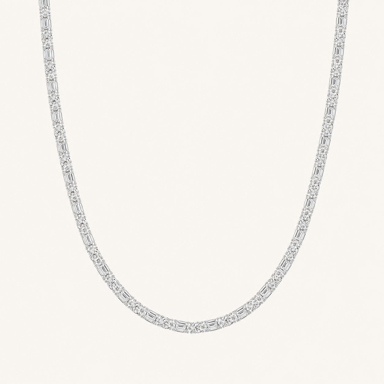 25CT Round Cut Lab Grown Diamond Tennis Necklace
