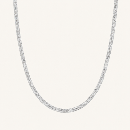25CT Round Cut Lab Grown Diamond Tennis Necklace