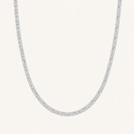25CT Round Cut Lab Grown Diamond Tennis Necklace