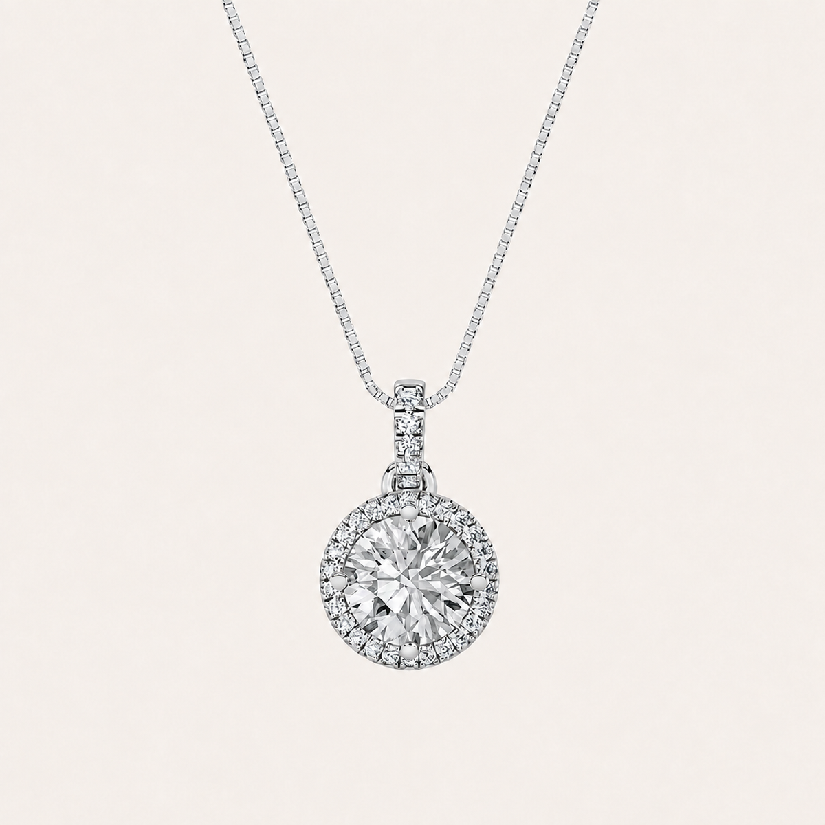 1.5CT Round Cut Lab Grown Diamond Pendant Necklace