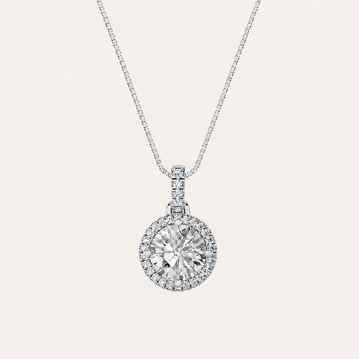 1.5CT Round Cut Lab Grown Diamond Pendant Necklace