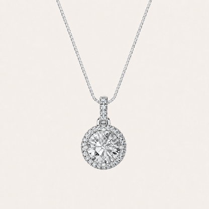 1.5CT Round Cut Lab Grown Diamond Pendant Necklace
