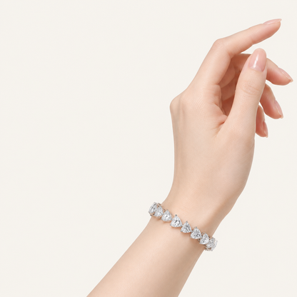 11.52CT Pear Cut Lab Grown Diamond Tennis Bracelet