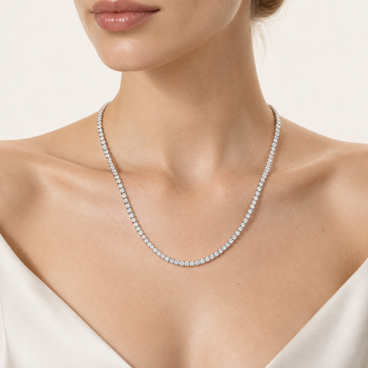 7.50CT Round Cut Lab Grown Diamond Tennis Necklace