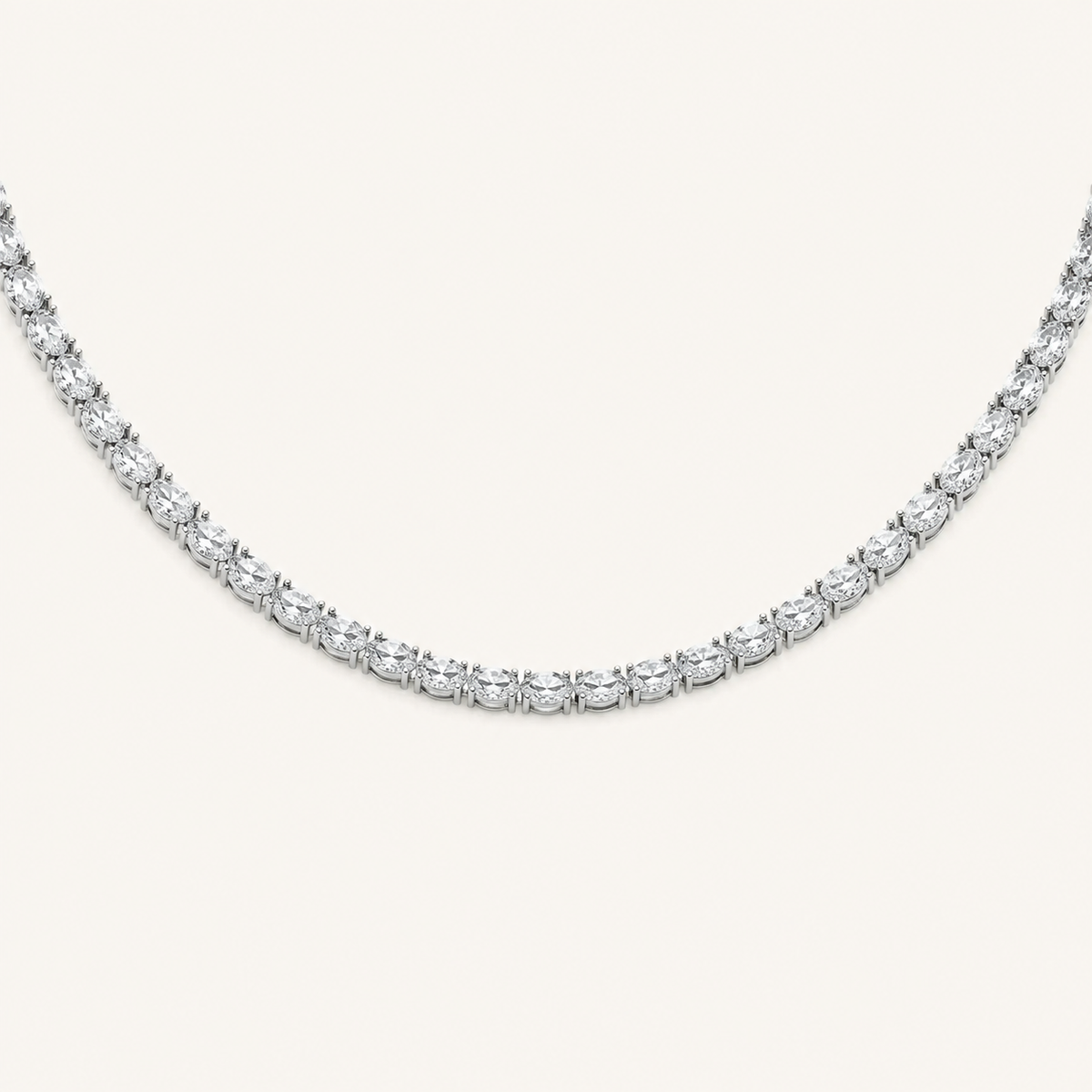 36CT Oval Cut Lab Grown Diamond Tennis Necklace