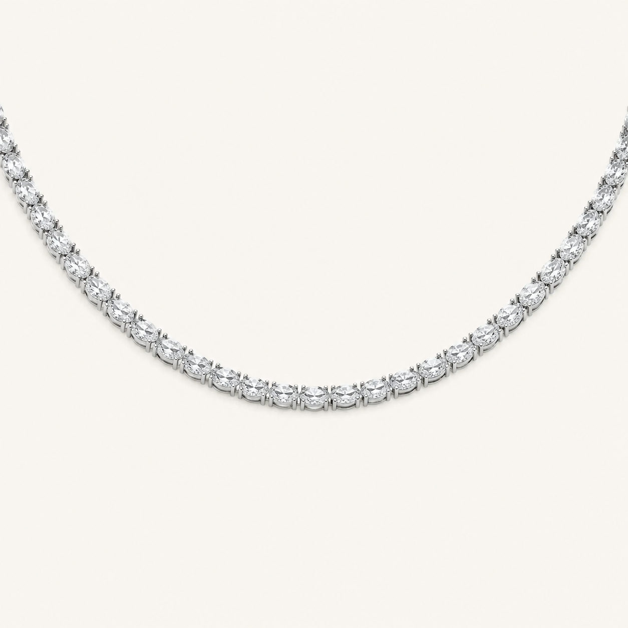 19CT Oval Cut Lab Grown Diamond Tennis Necklace