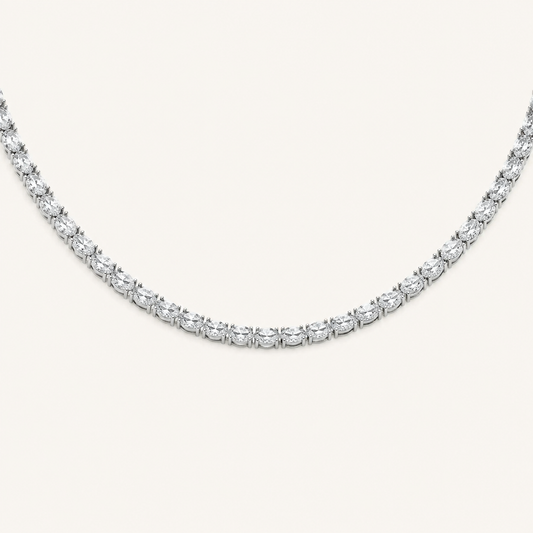 31CT Oval Cut Lab Grown Diamond Tennis Necklace