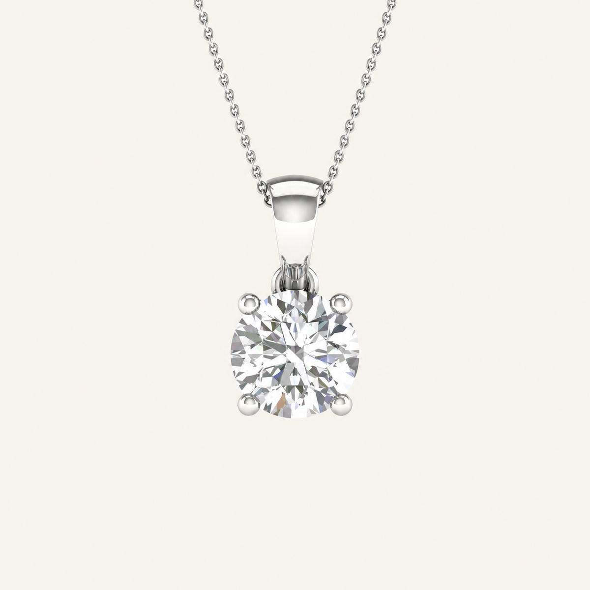 1.00CT Round Cut Certified Lab Grown Diamond Pendant