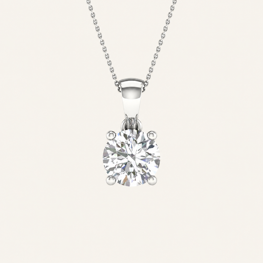 1.00CT Round Cut Certified Lab Grown Diamond Pendant