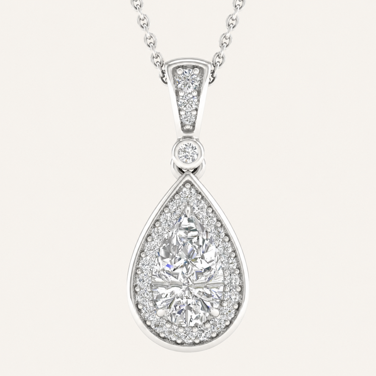 1.15CT Pear Cut Lab Grown Diamond Pendant