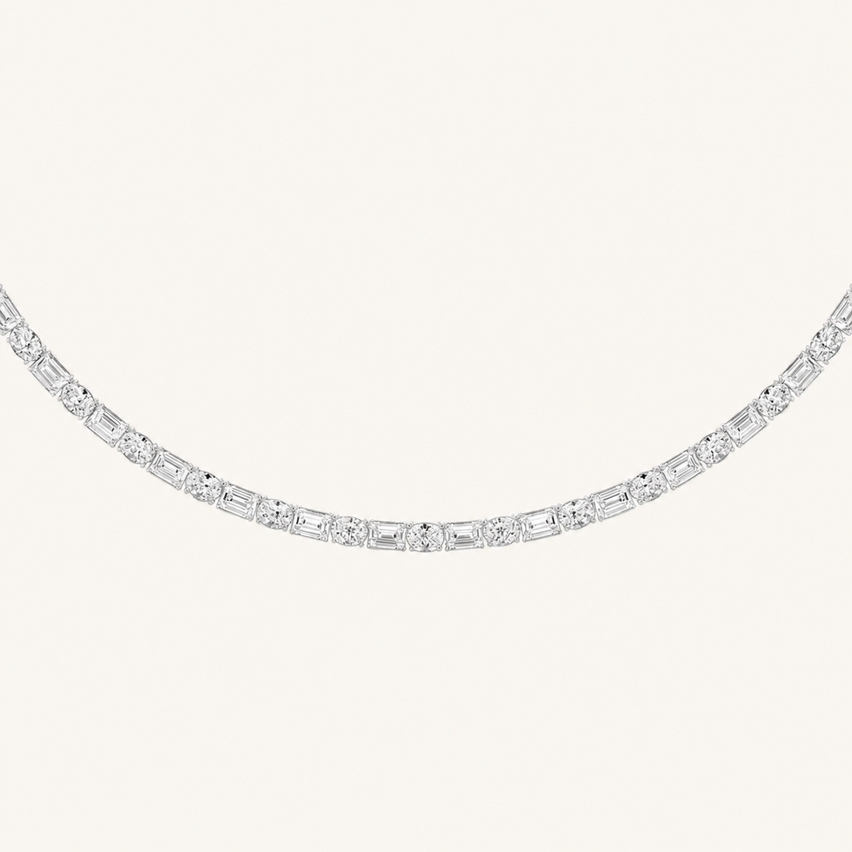 25CT Oval & Emerald Cut Lab Grown Diamond Statement Necklace
