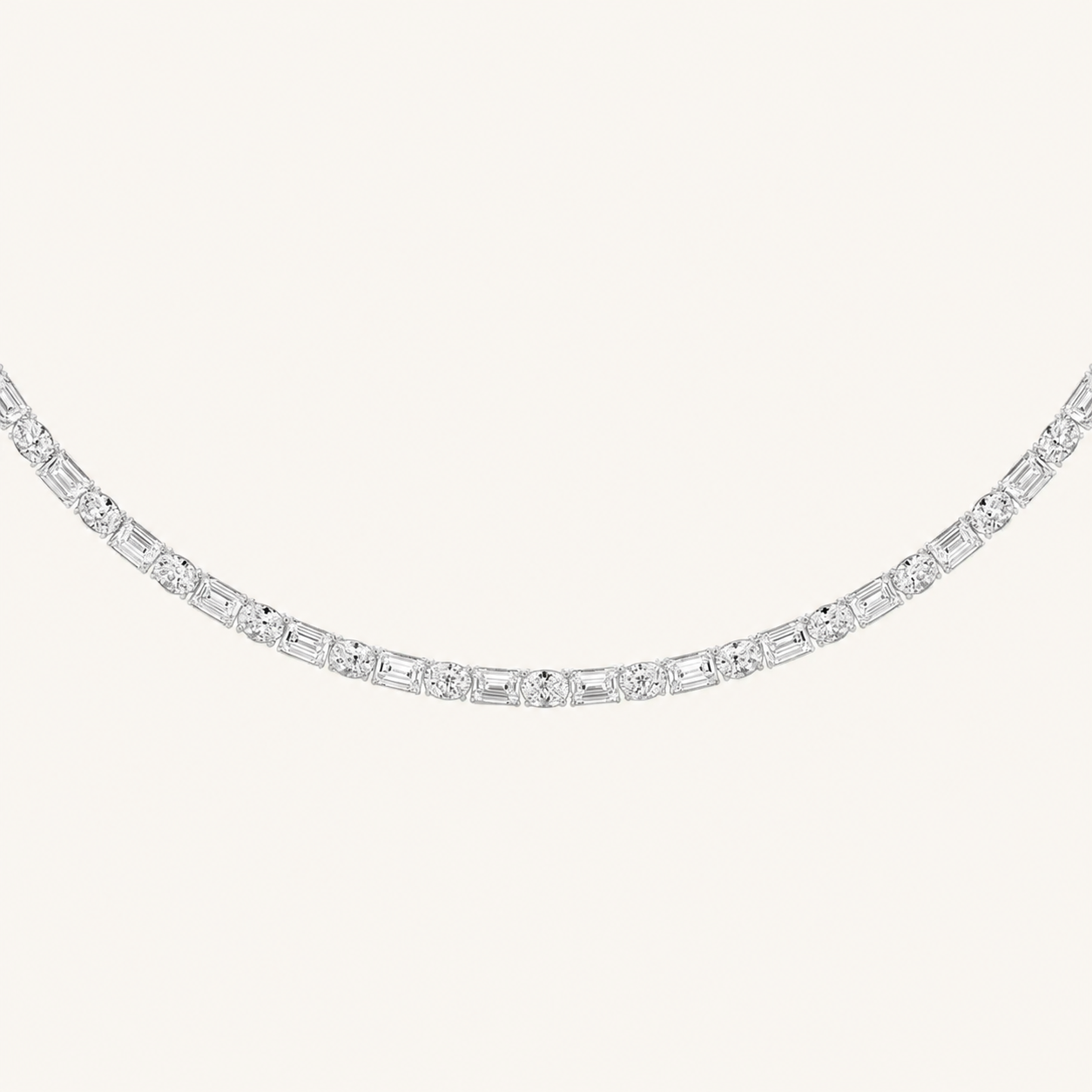 25CT Oval & Emerald Cut Lab Grown Diamond Statement Necklace