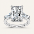 8.40Ct Emerald Cut Lab Grown Diamond Three Stone Ring