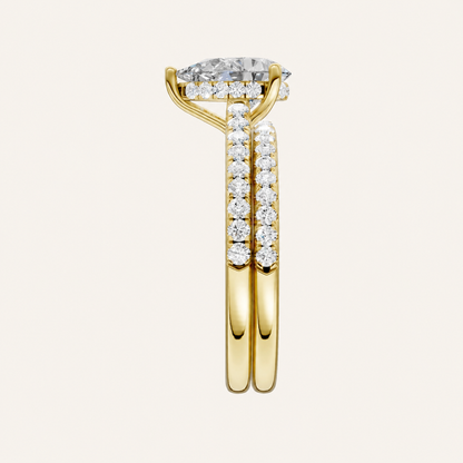 1.50CT Pear Cut Lab Grown Diamond Bridal Set