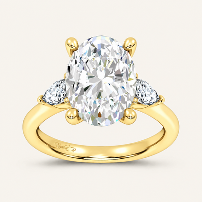 6.61CT Oval Cut Lab Grown Diamond Three Stone Ring