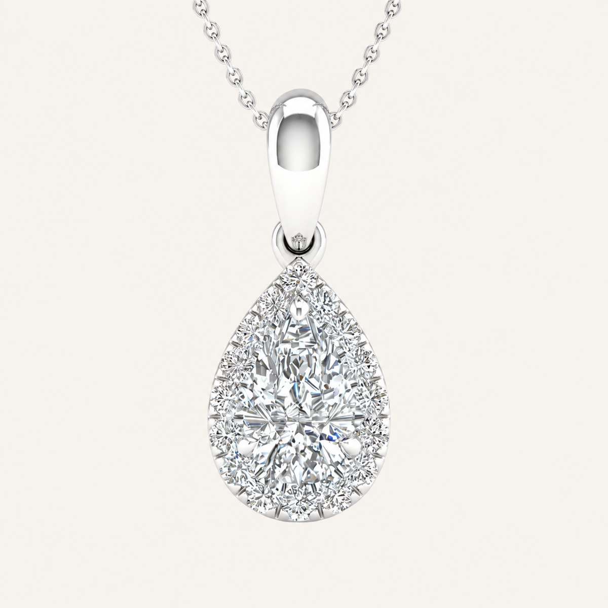 0.60CT Pear Cut Lab Grown Diamond Pendant Necklace