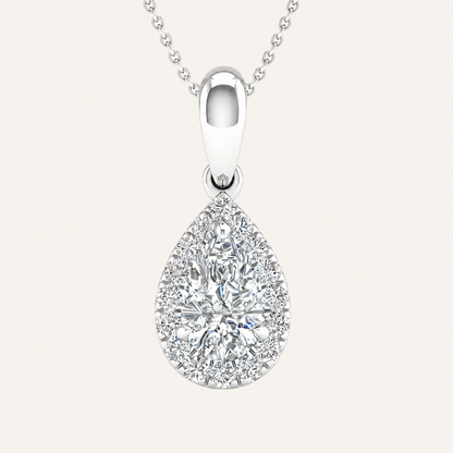 0.60CT Pear Cut Lab Grown Diamond Pendant Necklace