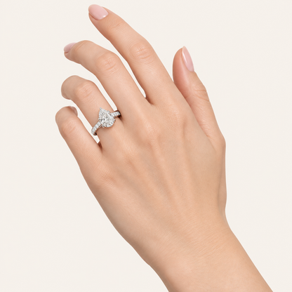 2.25CT Pear Cut Lab Grown Diamond Side Stone Ring