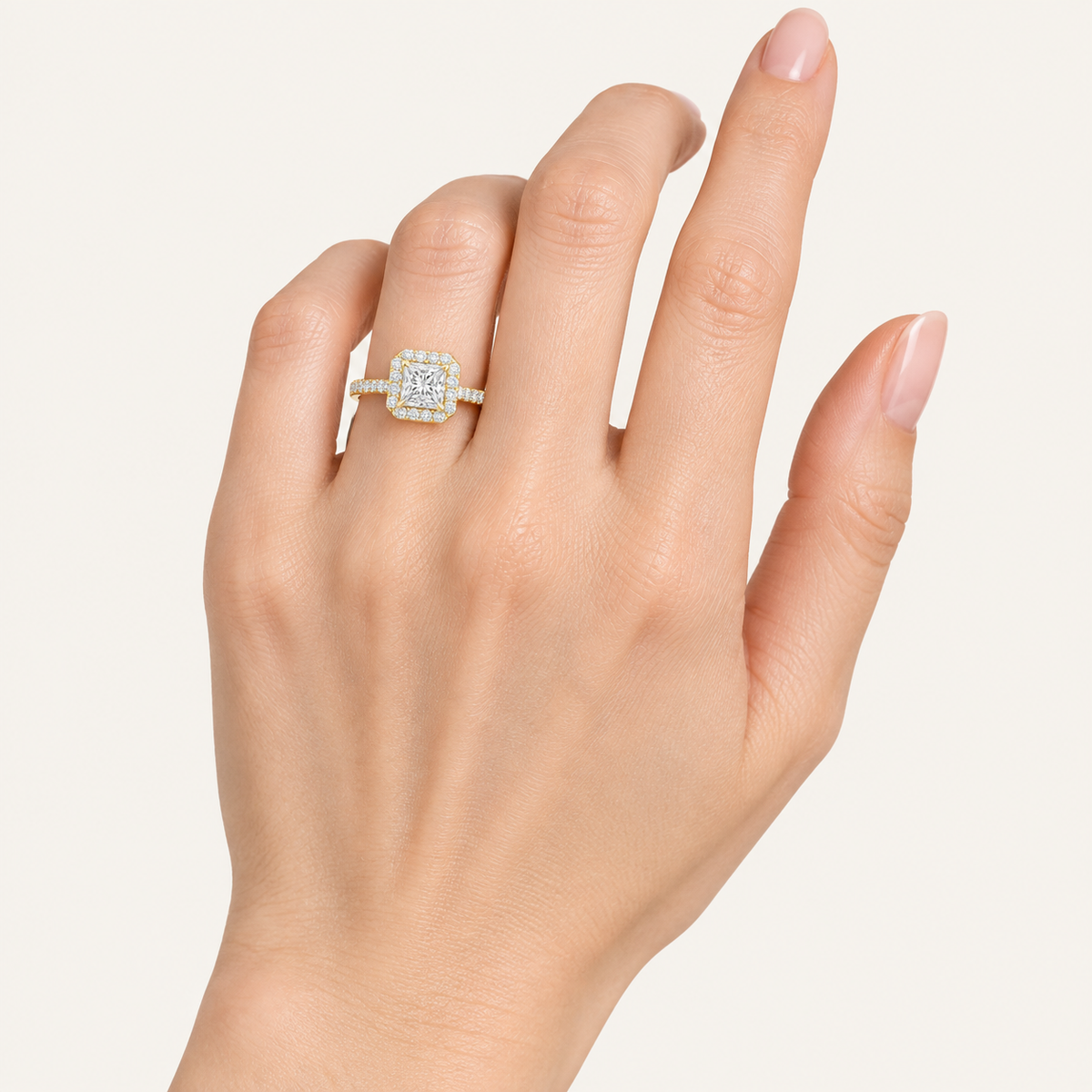 1.00CT Princess Cut Lab Grown Diamond Engagement Ring