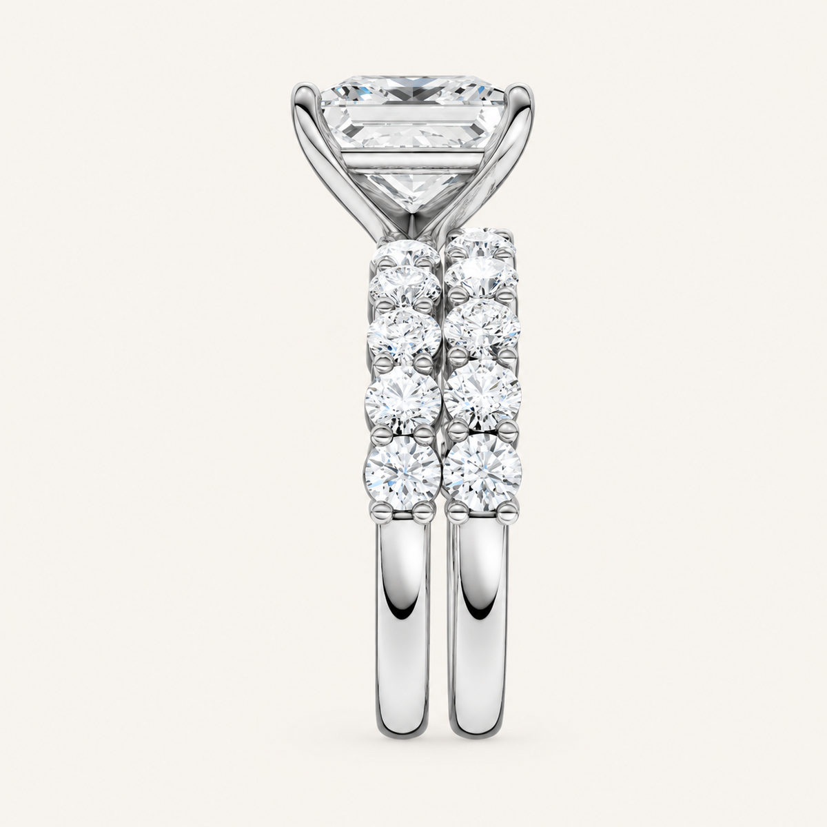 5.00CT Princess Cut Lab Grown Diamond Bridal Set
