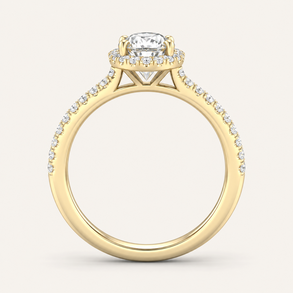 1.25CT Oval Cut Lab Grown Diamond Halo Side Stone Ring
