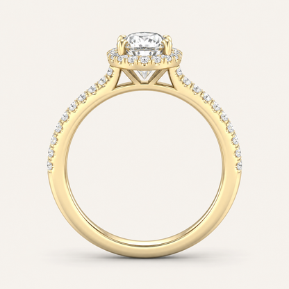 1.25CT Oval Cut Lab Grown Diamond Halo Side Stone Ring