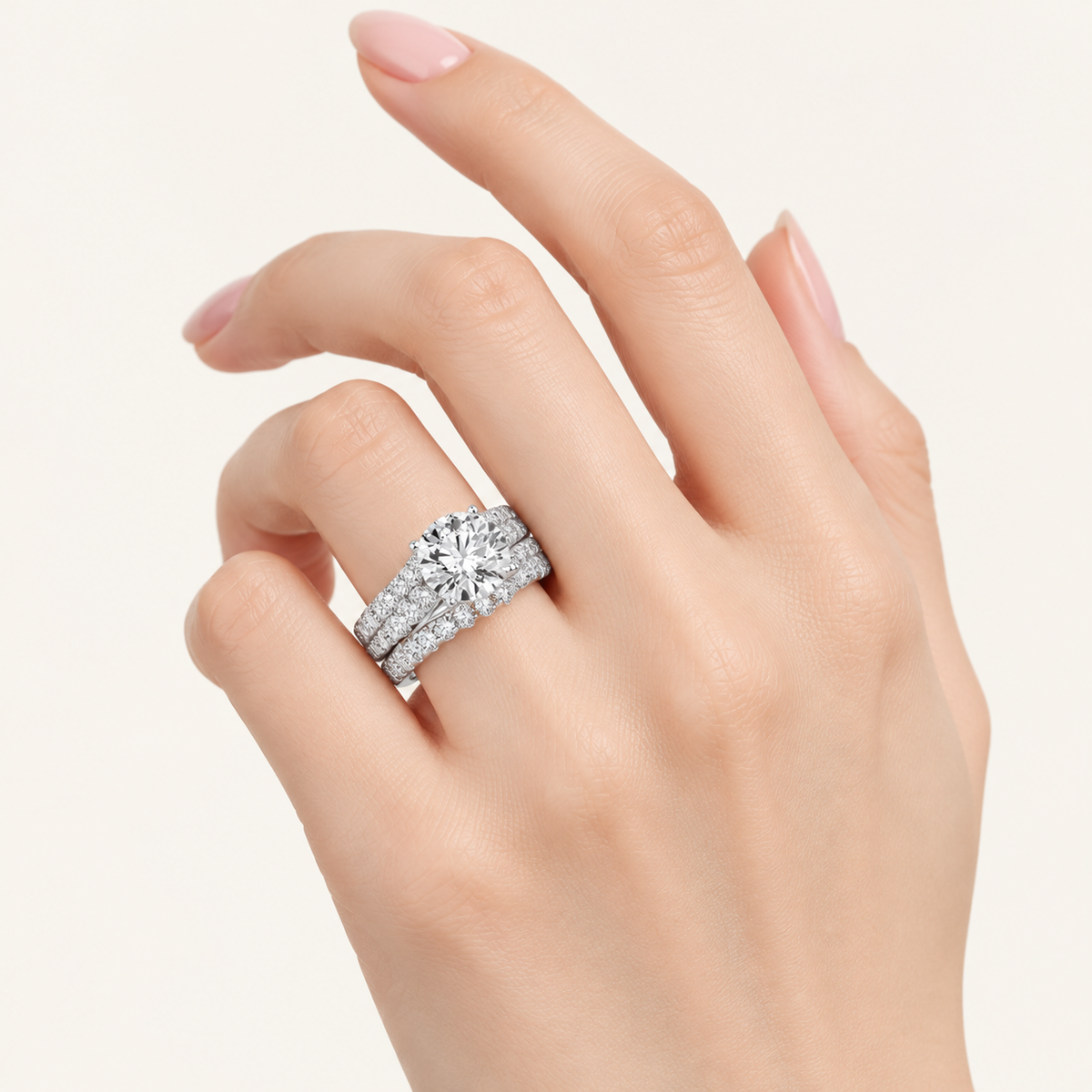 5.00CT Round Cut Lab Grown Diamond Bridal Set