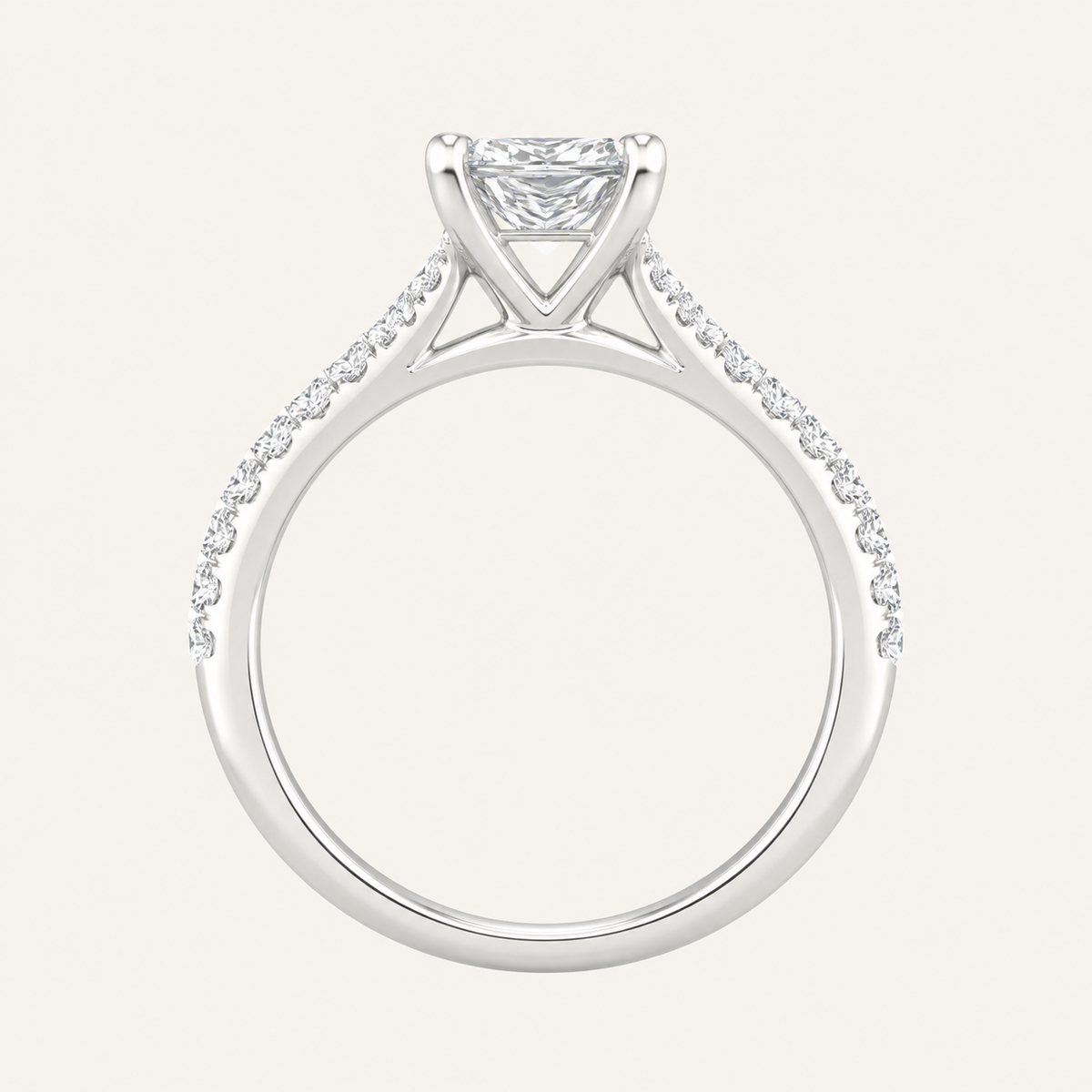 1.75CT Princess Cut Lab Grown Diamond Side Stone Ring